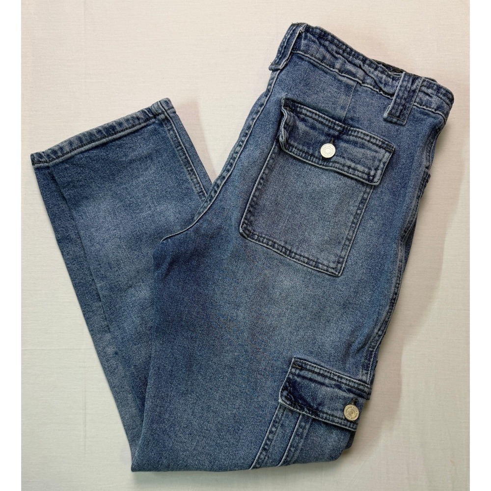 Kancan Cargo Jeans Size‎ 9/28 Utility Denim Patch Pocket Y2K Inspired Streetwear